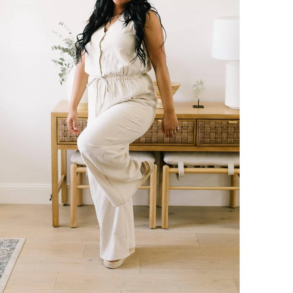 NEW ANDREE BY UNIT boardwalk jumpsuit in cream - Picture 6 of 10